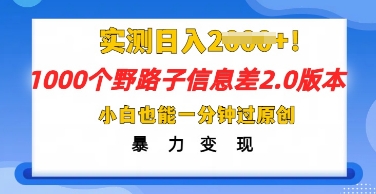 2025抖音1000个野路子信息差最新玩法,一分钟过原创,暴力变现月入几k-NB网创