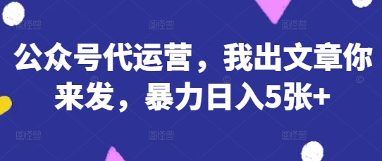 公众号代运营,我出文章你来发,暴力日入5张+【揭秘】-NB网创