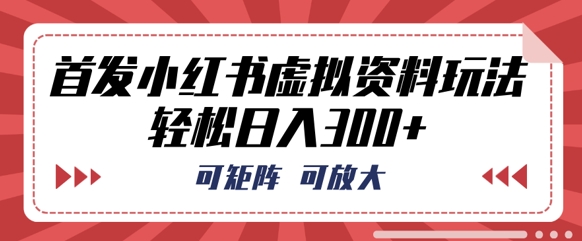 首发小红书虚拟资料玩法，可矩阵，可放大，轻松日入3张-NB网创