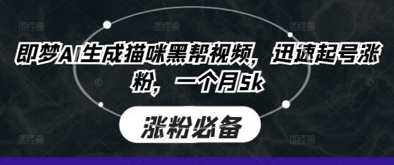 即梦AI生成猫咪黑帮视频,迅速起号涨粉,一个月5k-NB网创
