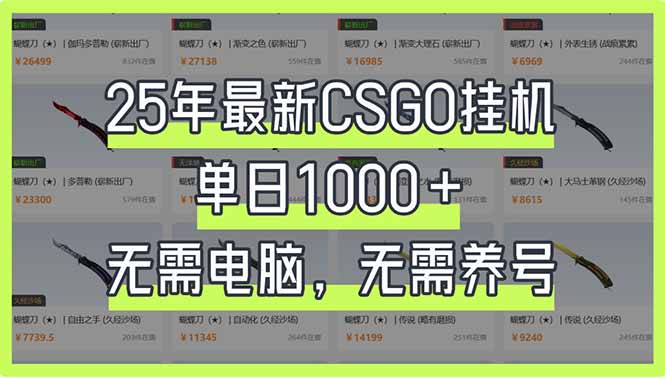 (14178期)25年最新CSGO挂机系统,单日1000+,无需电脑,无需养号,0基础可上手-NB网创