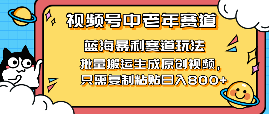 (14314期)2025视频号中老年短视频蓝海暴利风口!复制粘贴搬运视频单日赚800+,无...-NB网创
