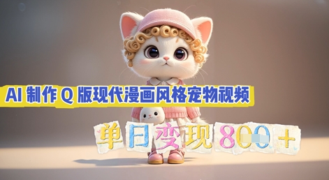 AI制作Q版现代漫画风格宠物视频,单日变现几张-NB网创