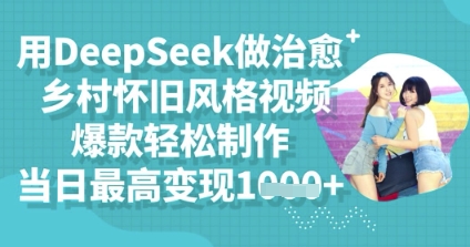 用DeepSeek做治愈乡村怀旧风格视频,爆款轻松制作,当日最高变现多张-NB网创
